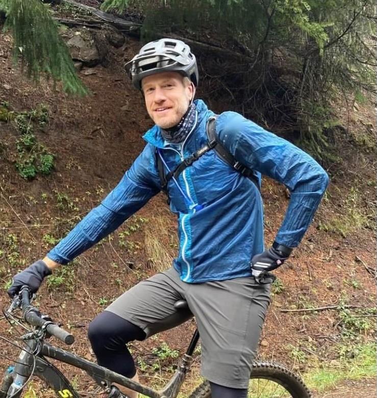 Zach Gill on bicycle